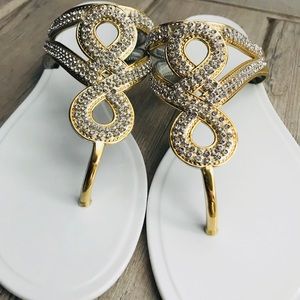 NWOT! White and Gold Sandals